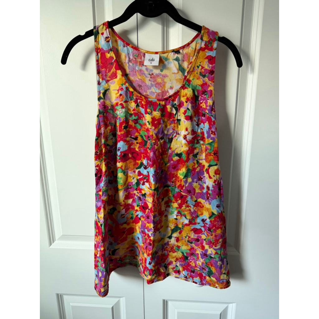 Cabi Floral Tank Top M Red Yellow